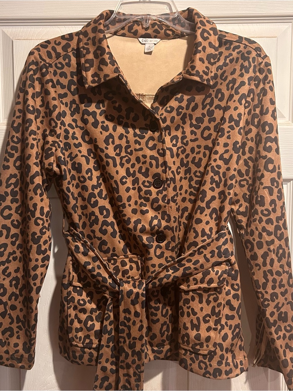 Cato Brown/Tan and Black Leopard Print Fringe Blazer Jacket